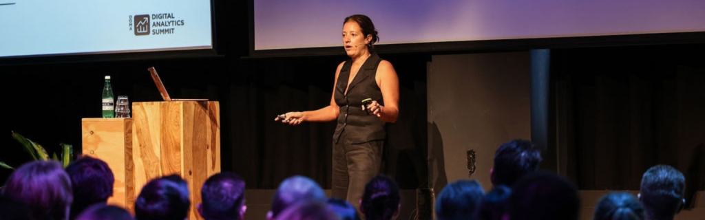 Siobhan delivering a keynote.